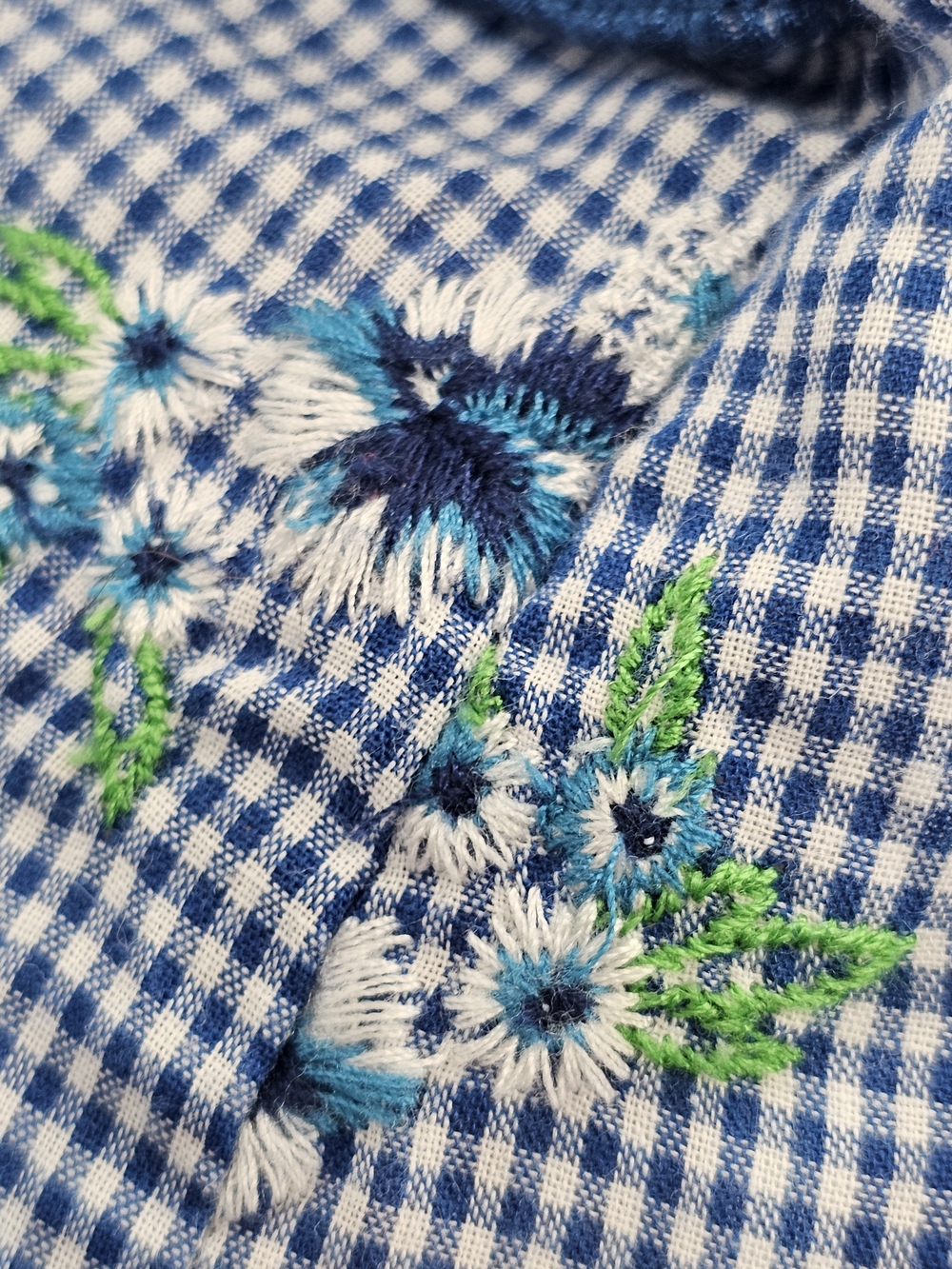Blue Gingham Ruffle Top M - Picture 5 of 9